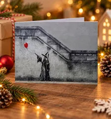 Wizard & Balloon - Street Art Style Christmas Card - A5 Art Print or Wall Art