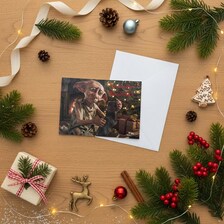 Not Another Bloody Sock - Funny House-Elf Christmas Card - A5 Art Print or Wall Art