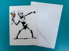 Merry Christmas Creature Throwing Flowers - Street Art Style Christmas Card - A5 Art Print or Wall Art