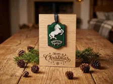 Village Inn Christmas Card - Wooden Engraved Card & Christmas Decoration - Keepsake Gift