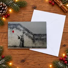 Wizard & Balloon - Street Art Style Christmas Card - A5 Art Print or Wall Art