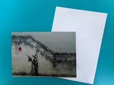 Wizard & Balloon - Street Art Style Christmas Card - A5 Art Print or Wall Art