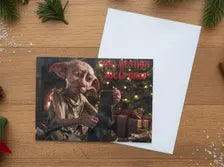 You Mention Socks Once - Funny House-Elf Christmas Card - A5 Art Print or Wall Art