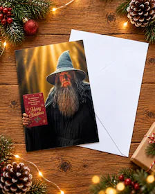 Wizard Invitation - Street Art Style Christmas Card - A5 Art Print or Wall Art