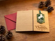 Village Inn Christmas Card - Wooden Engraved Card & Christmas Decoration - Keepsake Gift