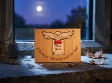 Special Delivery Christmas Card - Owl Post Wooden Engraved Card - Magical Gift - Keepsake & Envelope