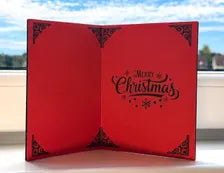 Journey Christmas Card - Silhouette Snowy Mountain Wooden Engraved Card - Adventure Fantasy Gift - Keepsake & Envelope
