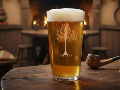 White Tree of Gondor Engraved Pint Glass, another view
