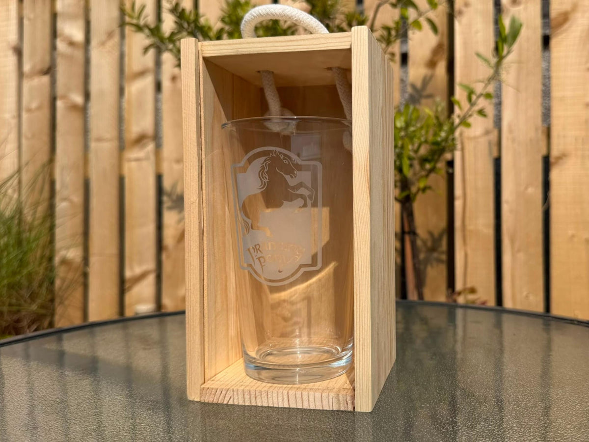 Prancing Pony Engraved Pint Glass, Personalised, another view