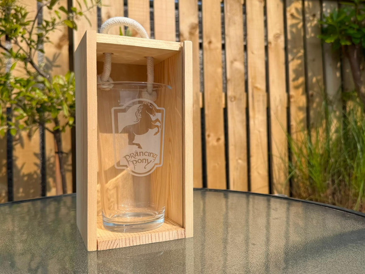 Prancing Pony Engraved Pint Glass, Personalised, another view