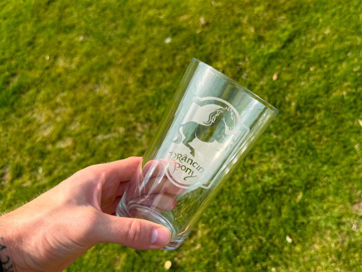 Prancing Pony Engraved Pint Glass, Personalised, another view