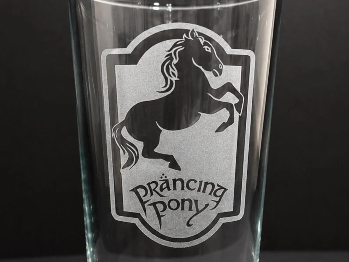 Prancing Pony Engraved Pint Glass, Personalised, another view