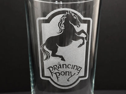 Prancing Pony Engraved Pint Glass, Personalised, another view