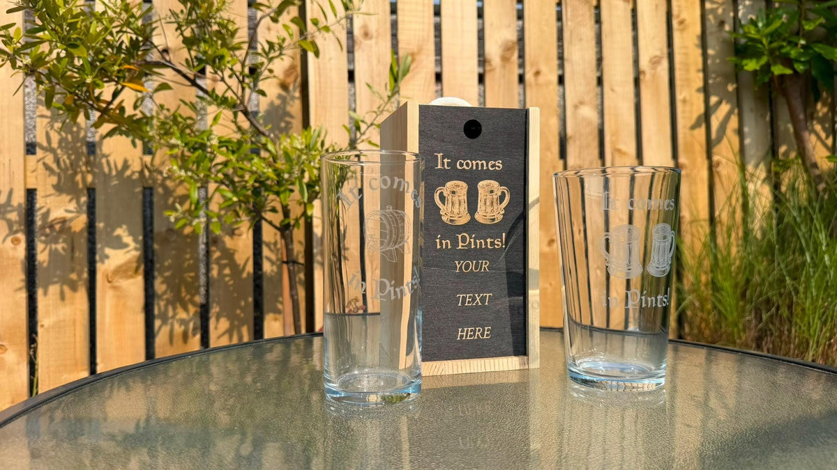 It Comes in Pints Barrel Engraved Pint Glass, Personalised, another view