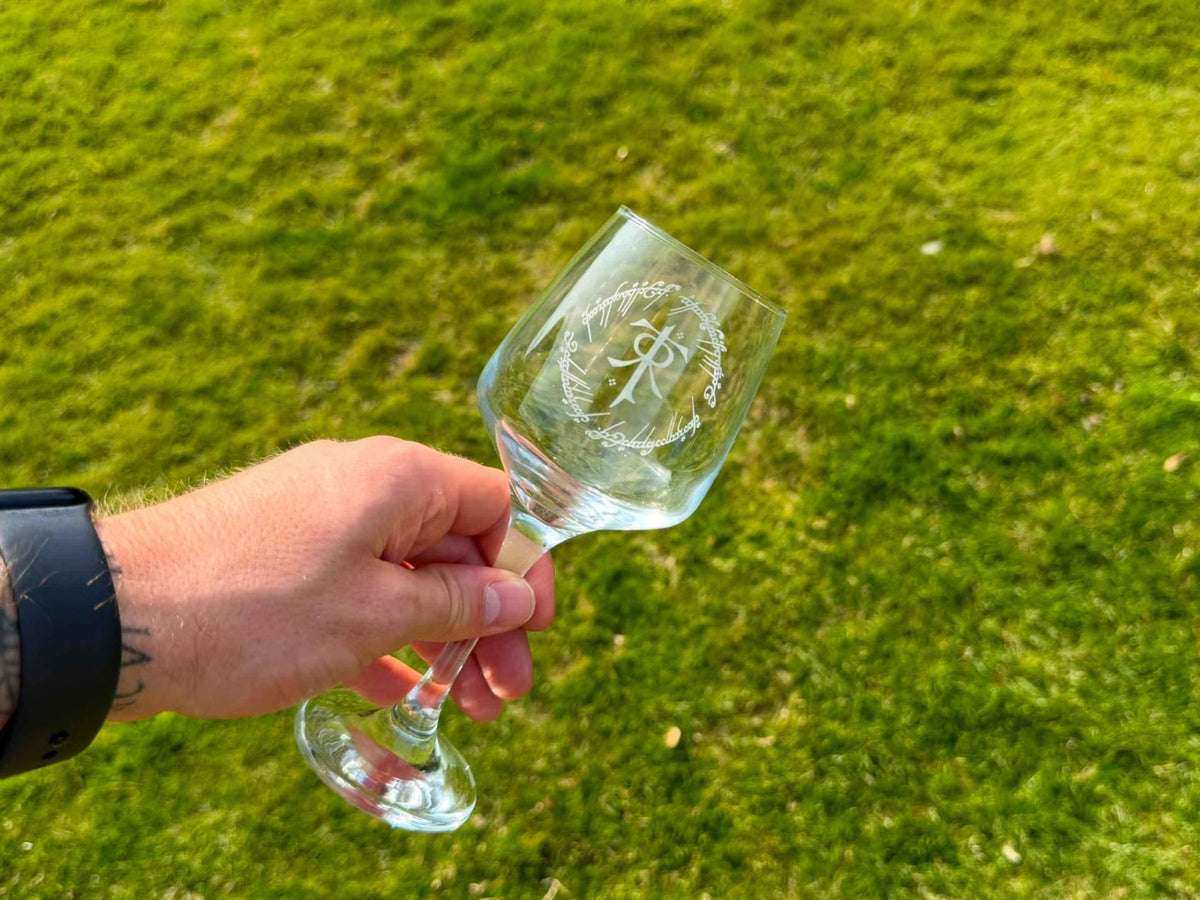 Lord of the Rings Inspired Engraved Wine Glass, Personalised, another view
