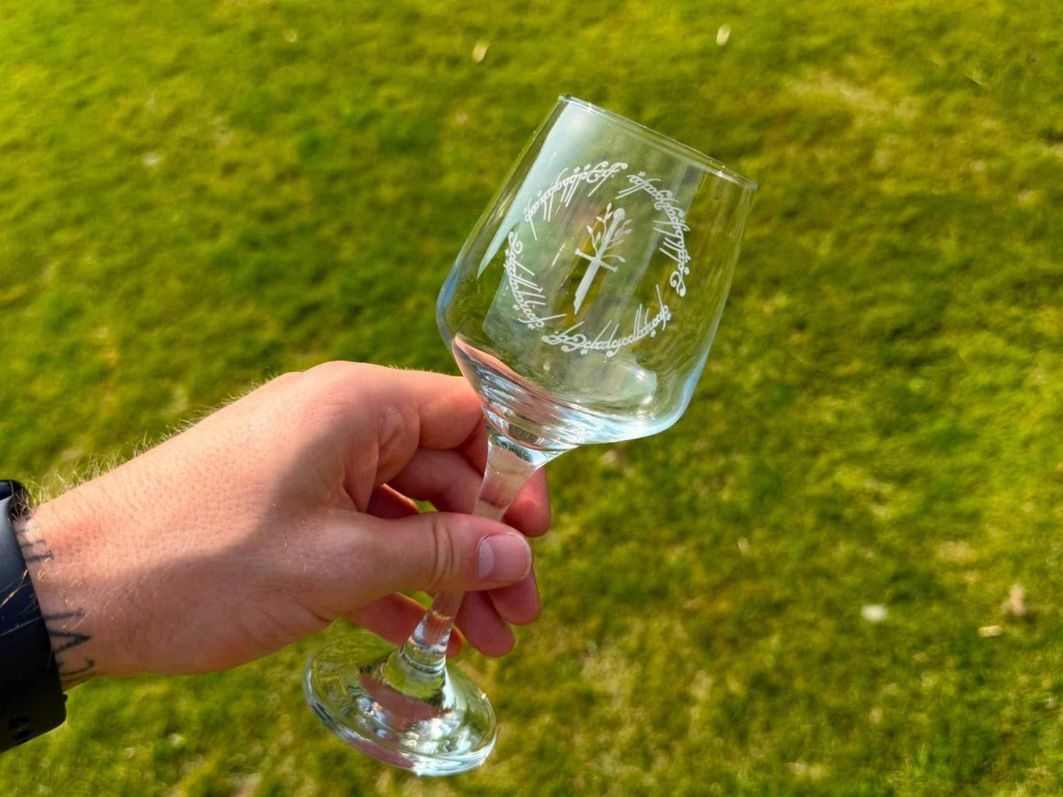 Lord of the Rings Inspired Engraved Wine Glass, Personalised, another view