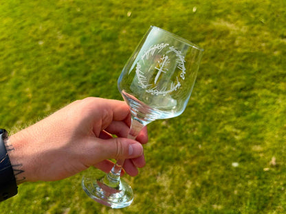 Lord of the Rings Inspired Engraved Wine Glass, Personalised, another view