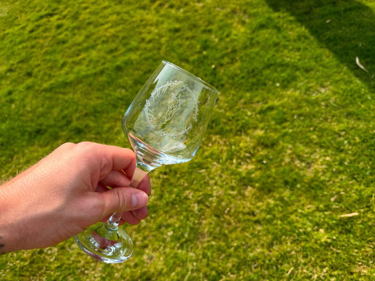 Lord of the Rings Inspired Engraved Wine Glass, Personalised, another view