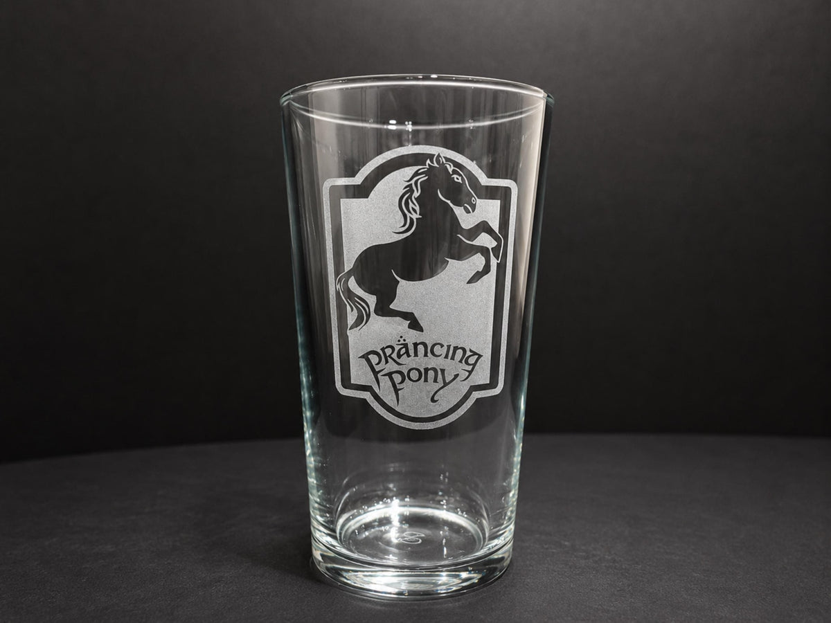 Prancing Pony Engraved Pint Glass, Personalised, another view
