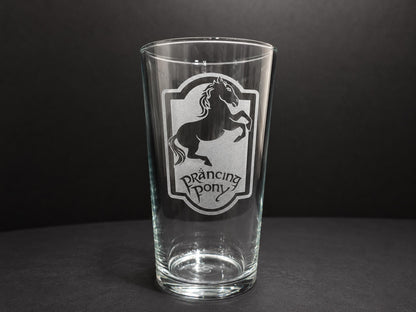 Prancing Pony Engraved Pint Glass, Personalised, another view