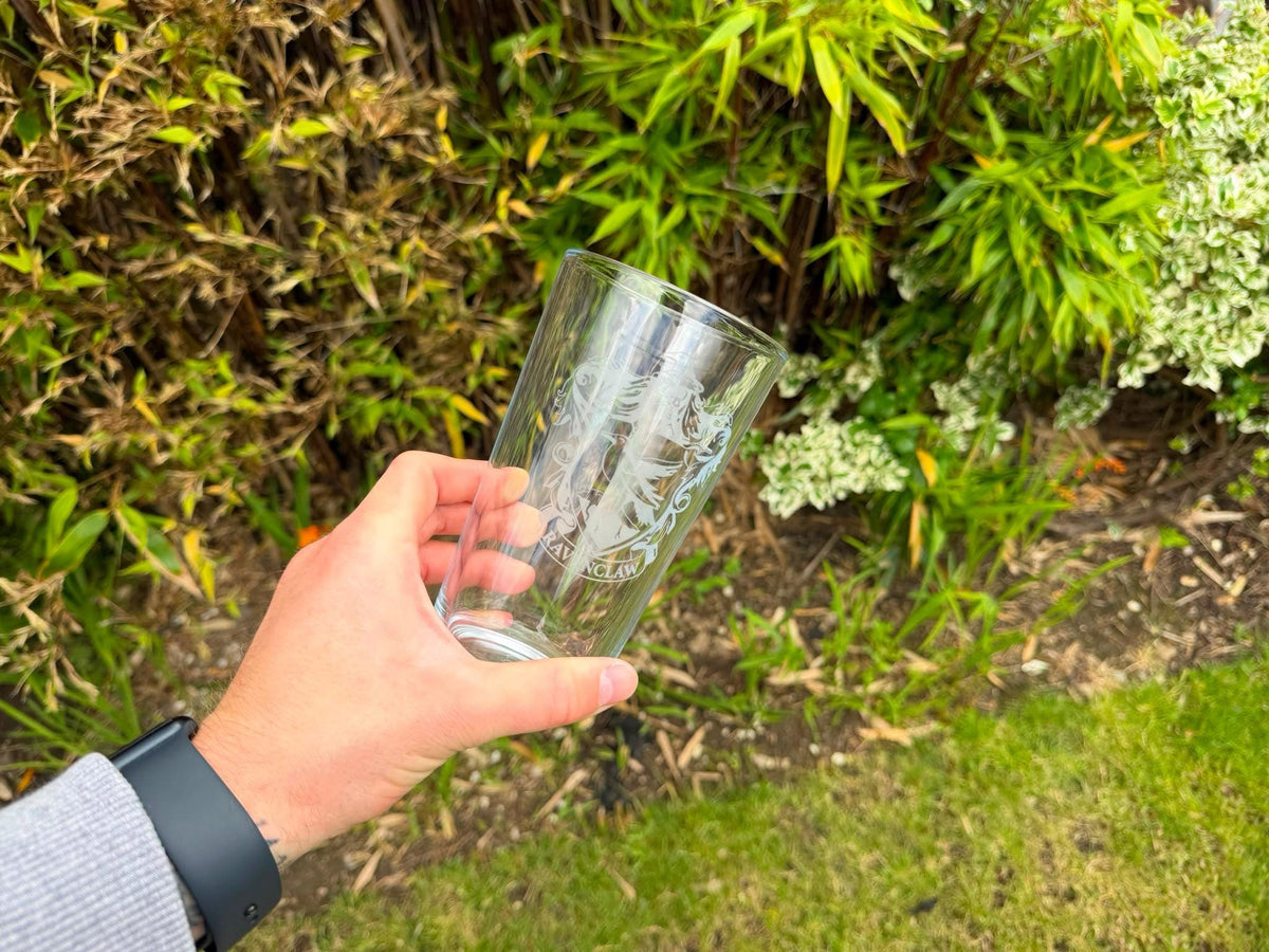 Ravenclaw Shield Engraved Pint Glass, another view