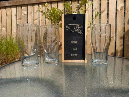 Dad Est Date Engraved Pint Glass, Personalised, another view