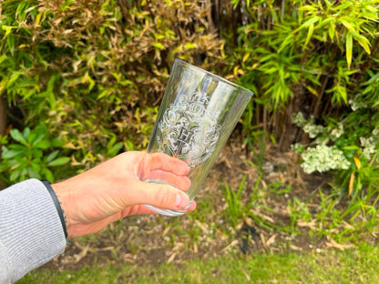 Hogwarts Shield Engraved Pint Glass, another view