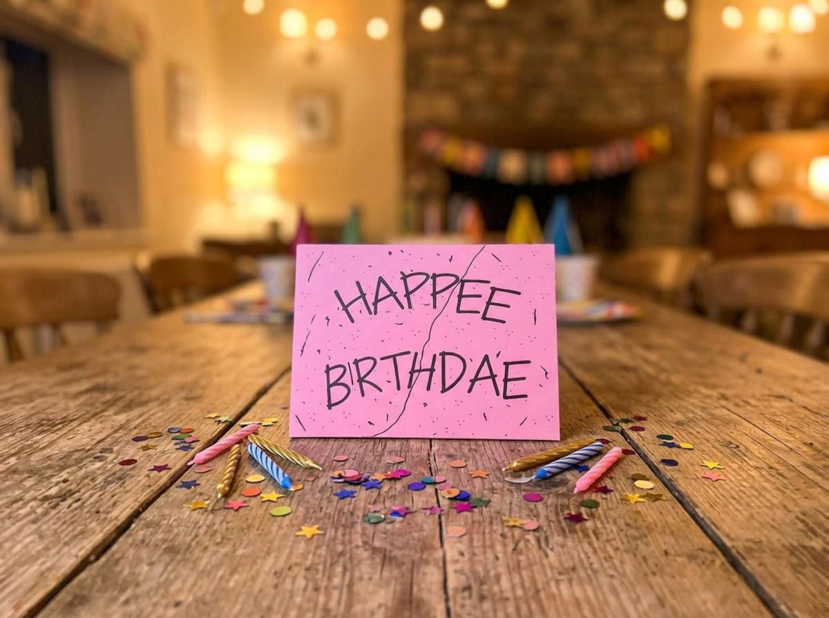 Happee Birthdae Card - Magical Wooden Engraved Birthday Card