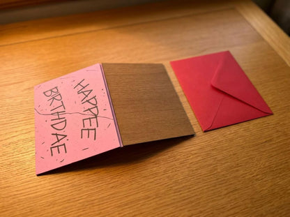 Happee Birthdae Card - Magical Wooden Engraved Birthday Card