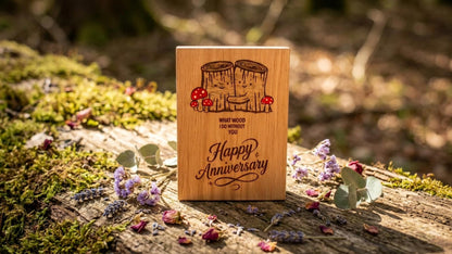 Anniversary Card - What Wood I Do Without You - Tree Anniversary Card - Cute Funny Wooden Engraved Keepsake & Envelope