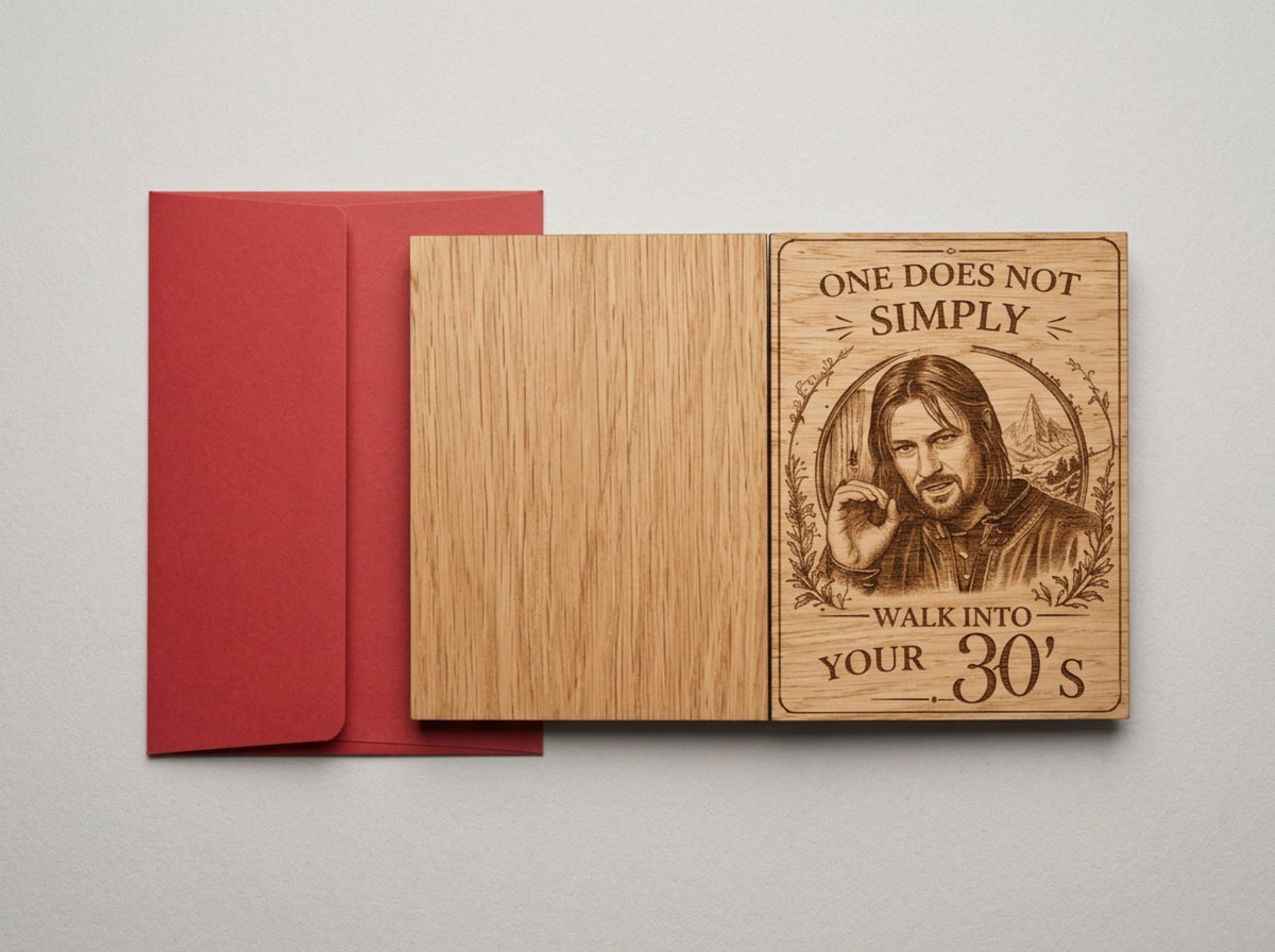 Milestone Birthday Card - Funny Fantasy Wooden Engraved Card - Personalised