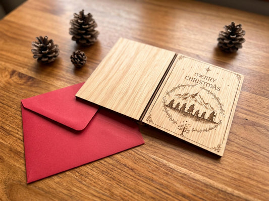 Journey Silhouette Wooden Christmas Card