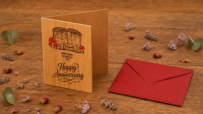 Anniversary Card - What Wood I Do Without You - Tree Anniversary Card - Cute Funny Wooden Engraved Keepsake & Envelope