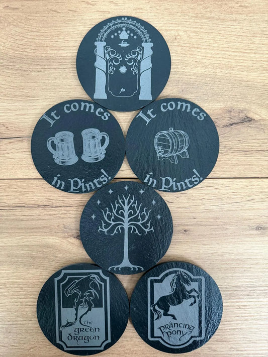 Lord of the Rings  - inspired slate coasters - choice of 6