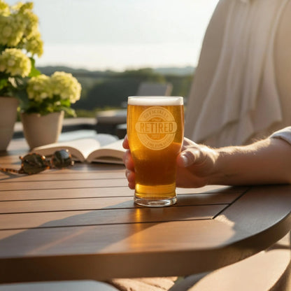 Personalised - Engraved Retirement Pint Glass - Presentation Box