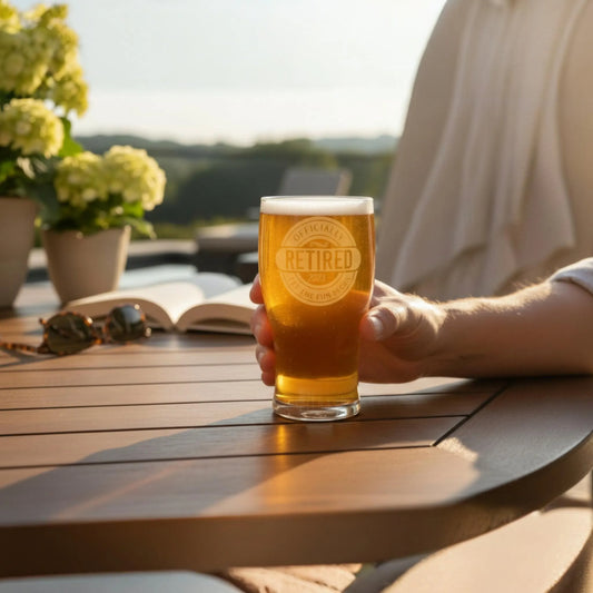 Personalised - Engraved Retirement Pint Glass - Presentation Box