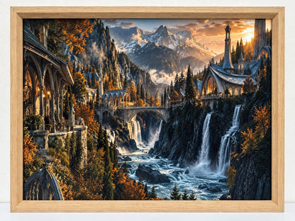 Elven Valley Framed Print - Fantasy Wall Art A3