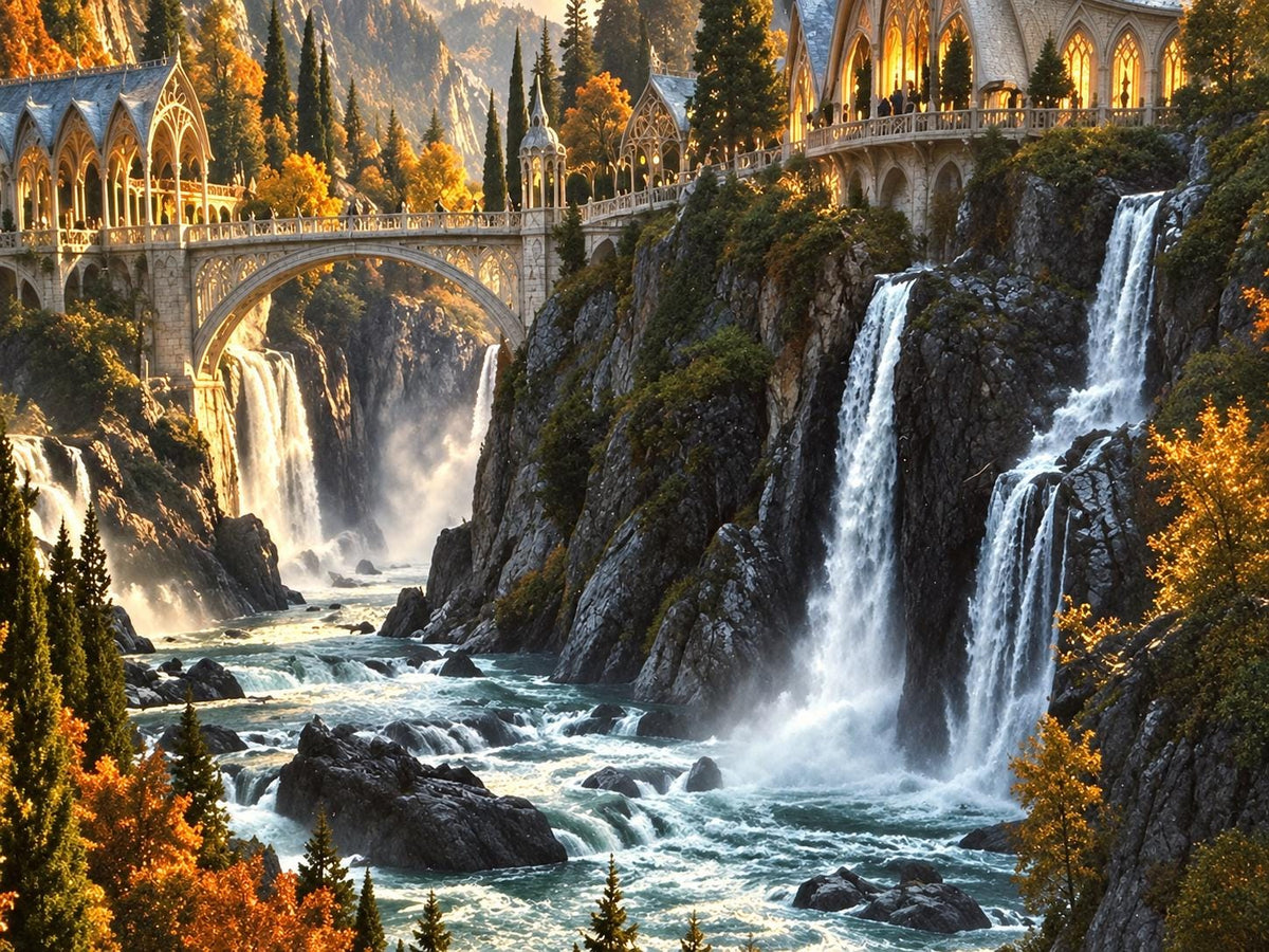 Elven Valley Framed Print - Fantasy Wall Art A3