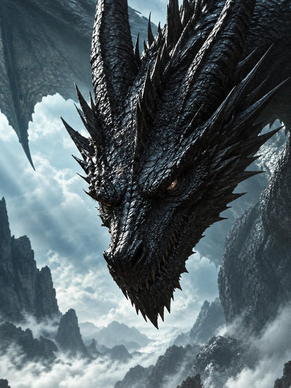 Hero & Dragon Framed Print - Fantasy Wall Art A3