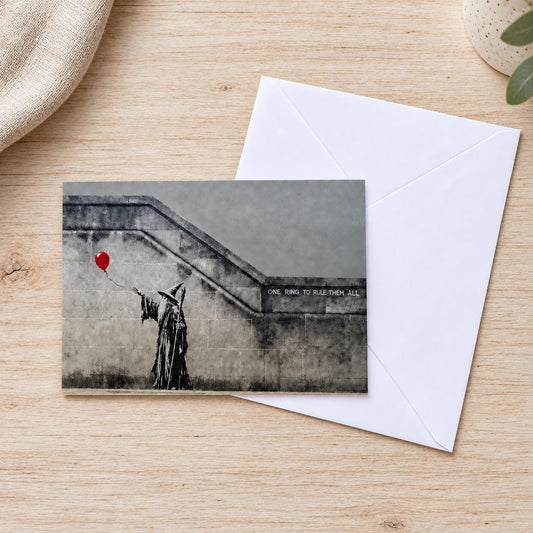 Wizard & Balloon - Street Art Style Card for Birthday, Anniversary or Congratulations - A5