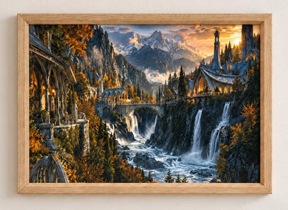 Elven Valley Framed Print - Fantasy Wall Art A3