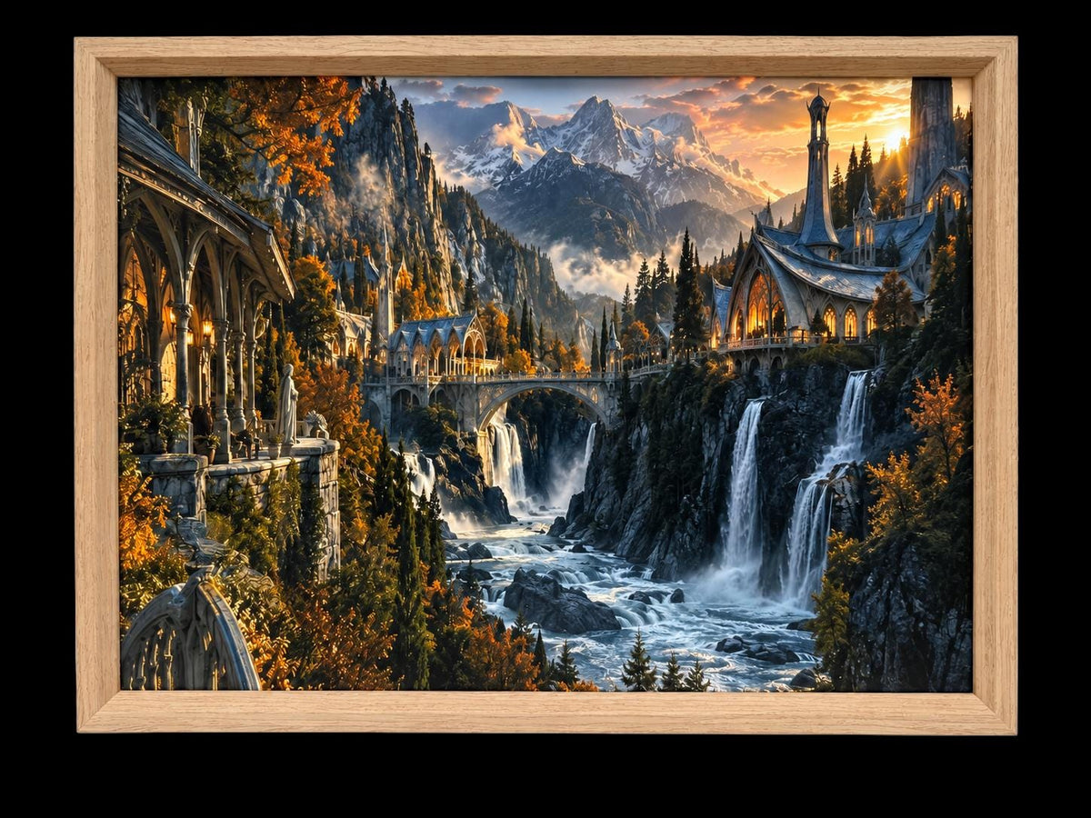 Elven Valley Framed Print - Fantasy Wall Art A3