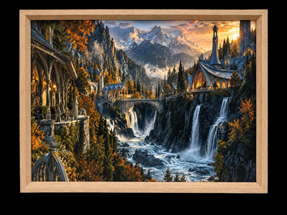 Elven Valley Framed Print - Fantasy Wall Art A3