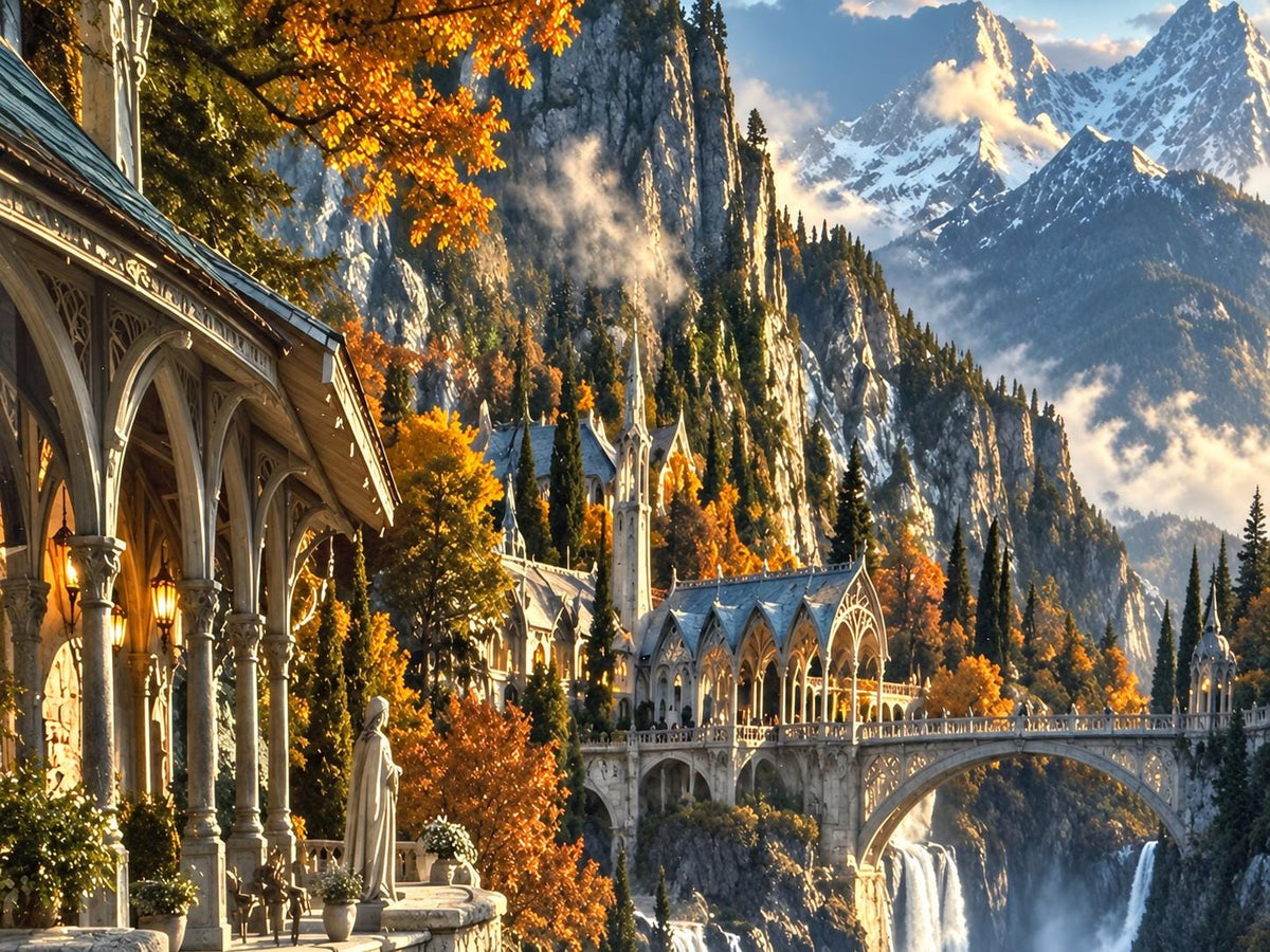 Elven Valley Framed Print - Fantasy Wall Art A3