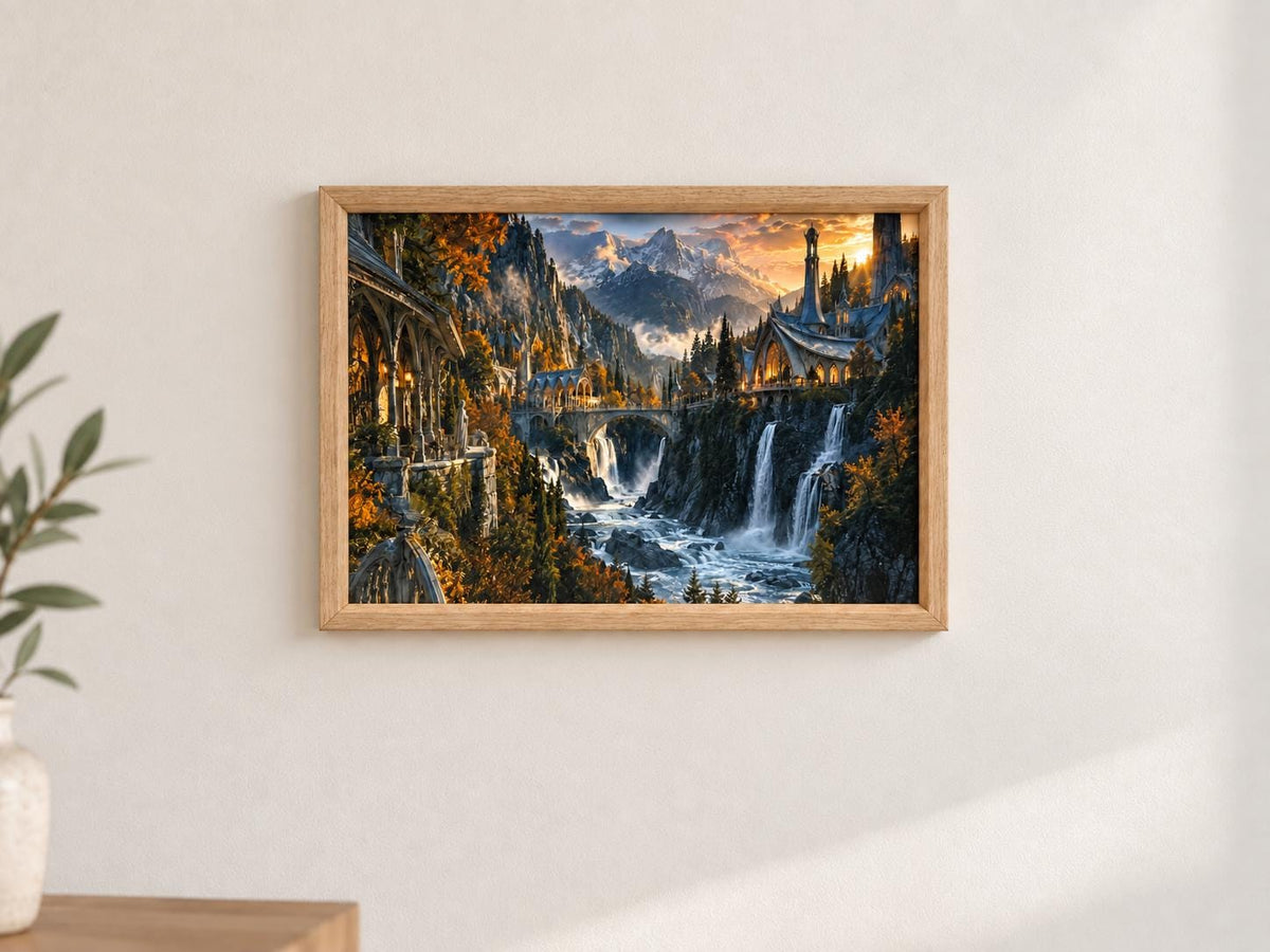 Elven Valley Framed Print - Fantasy Wall Art A3