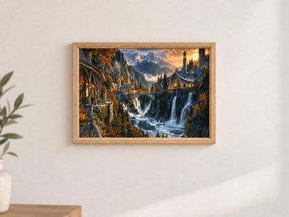 Elven Valley Framed Print - Fantasy Wall Art A3