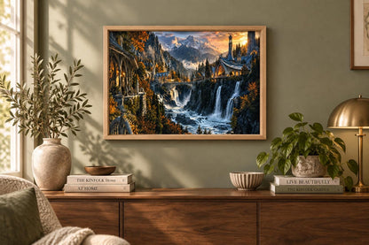 Elven Valley Framed Print - Fantasy Wall Art A3