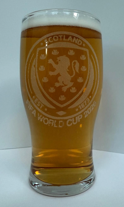 Scotland Football World Cup 2026 engraved pint glass - Choice of 3 designs.