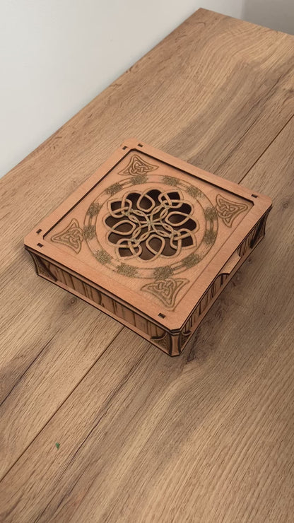 Wooden Celtic inspired sliding lid box