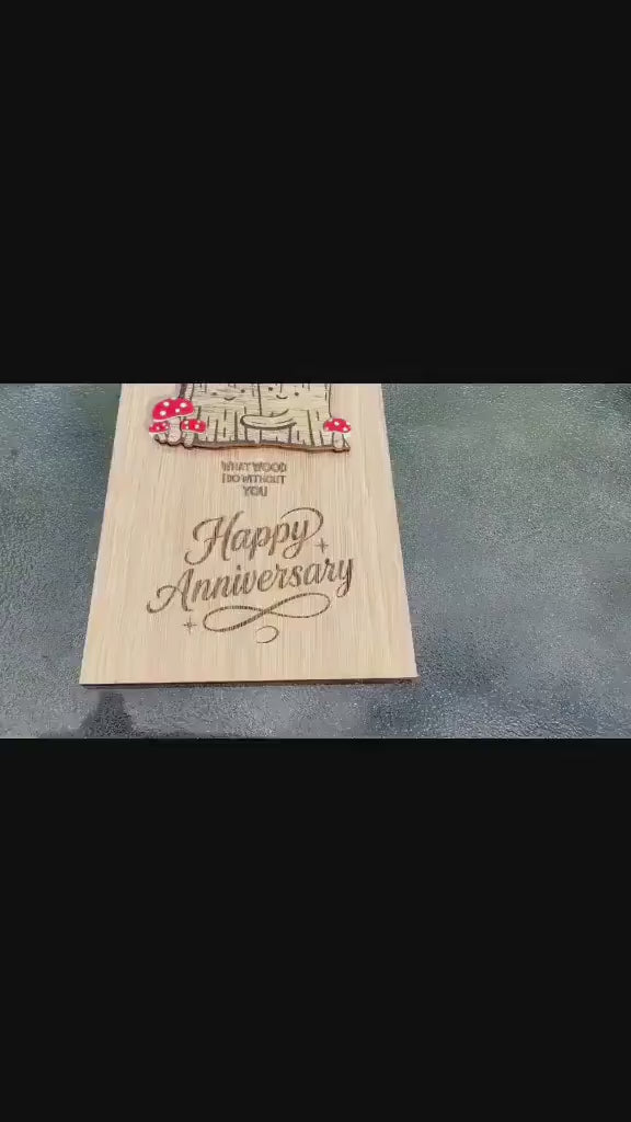 Anniversary Card - What Wood I Do Without You - Tree Anniversary Card - Cute Funny Wooden Engraved Keepsake & Envelope